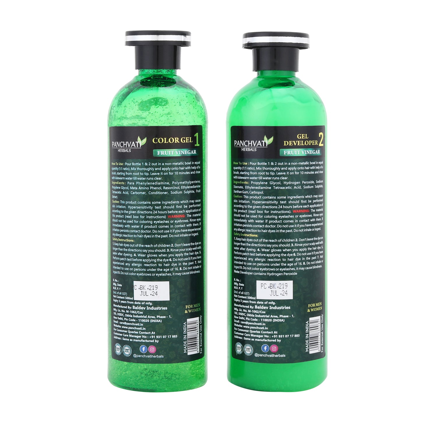 Black Hair Color Gel Fruit Vinegar (500ml x 2 = 1 Ltr)