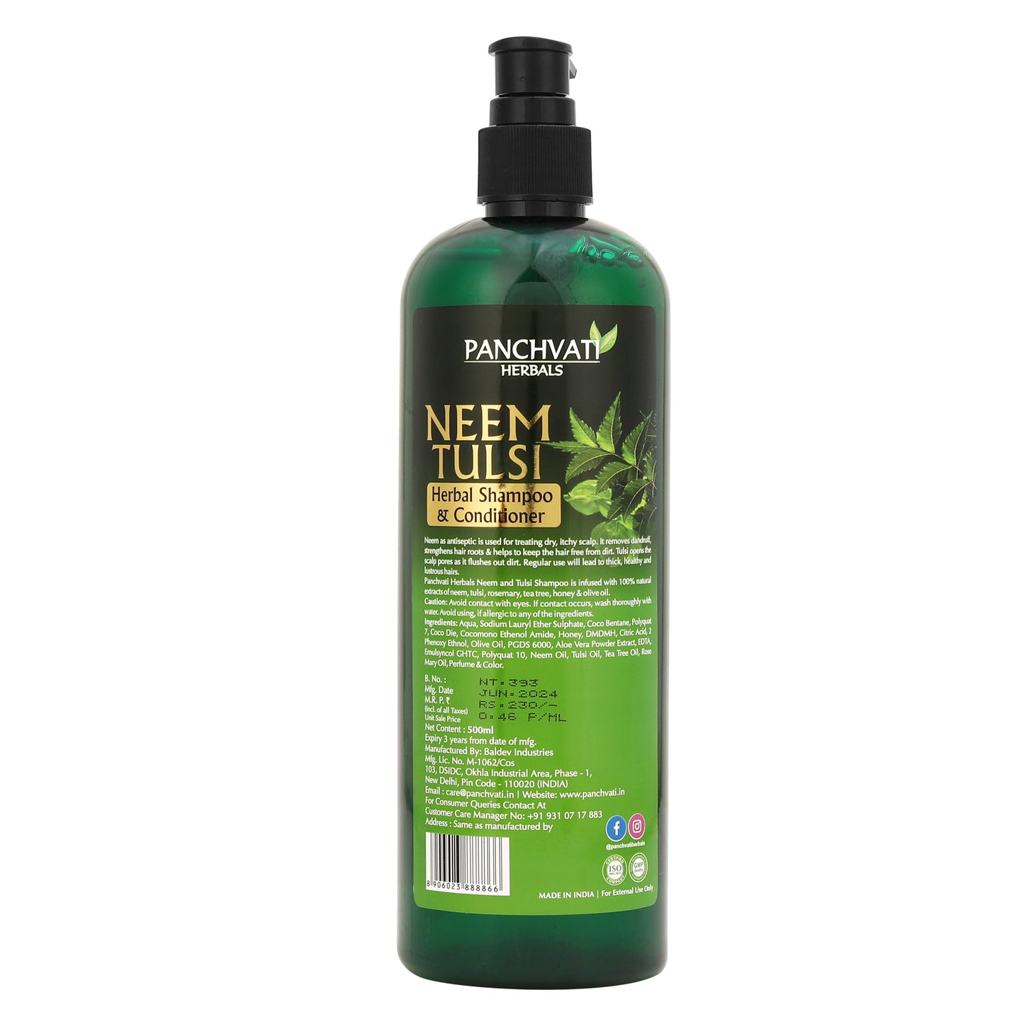 Neem Tulsi Herbal Shampoo - 500ml (Pack of-2)
