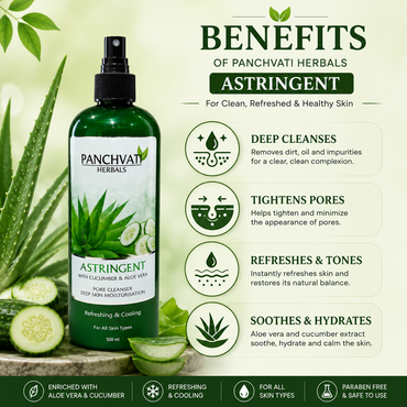 Panchvati Herbals Astringent with Aloe Vera & Cucumber Extract for Deep Cleansing, Pore Tightening & Refreshing Skin, 500 ml