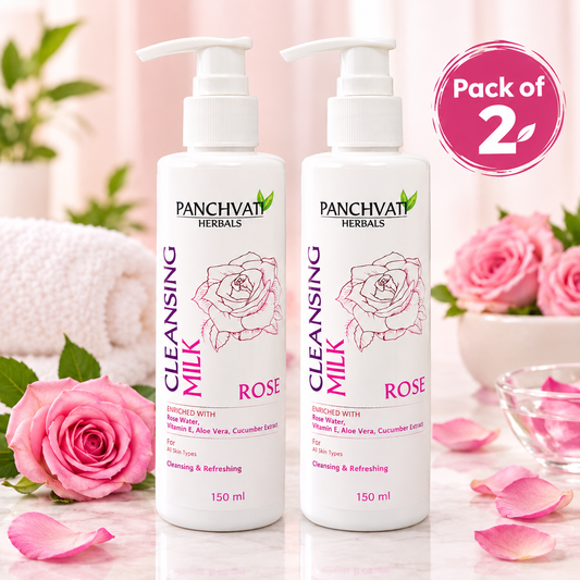 Panchvati Herbals Rose Cleansing Milk for Gentle Cleansing & Fresh Skin, 150 ml Each (Pack of 2)