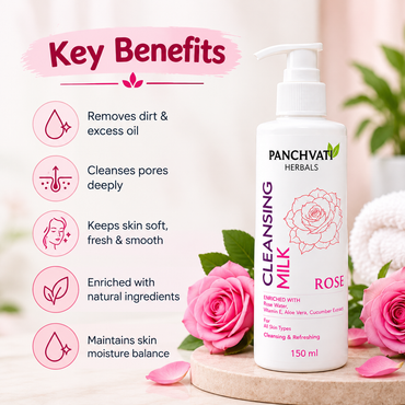 Panchvati Herbals Rose Cleansing Milk for Gentle Cleansing & Fresh Skin, 150 ml Each (Pack of 2)