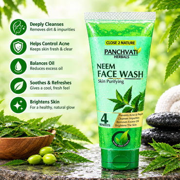 Panchvati Herbals Neem Face Wash for Skin Purifying, Cleansing & Oil Control, 60 ml Each, Pack of 6 (Total 360 ml)
