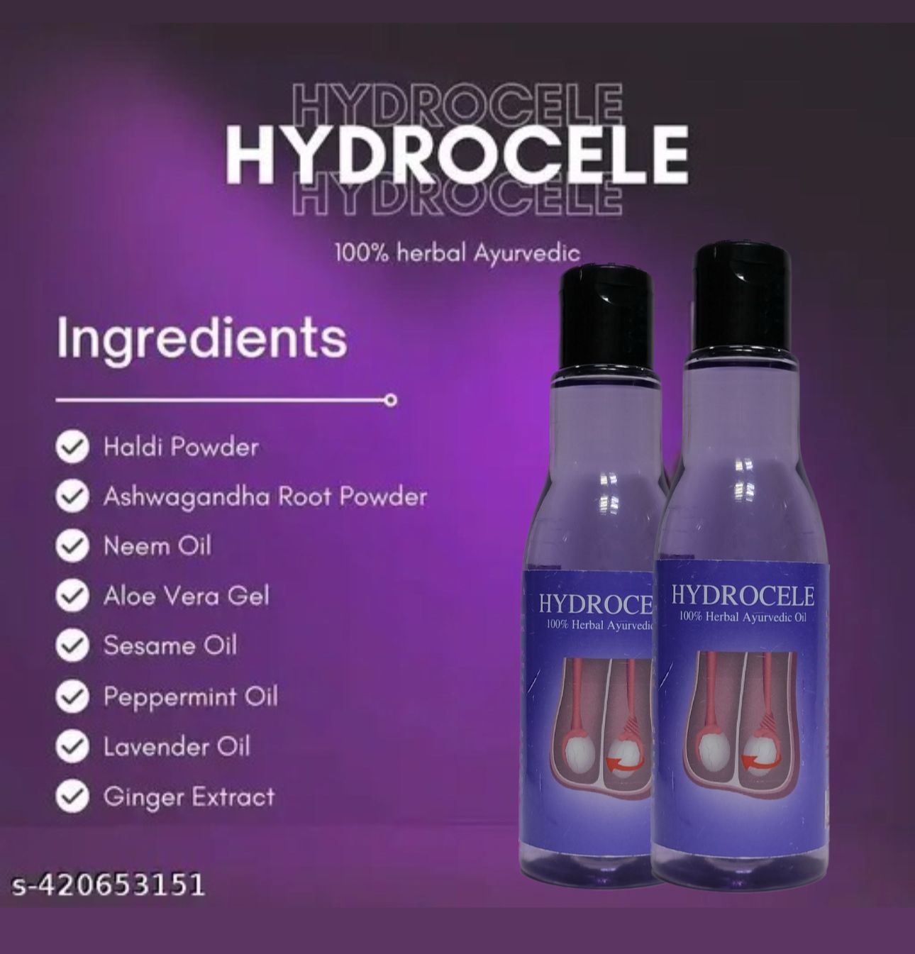Hydrocele 100% Herbal Ayurvedic Oil 100 Ml