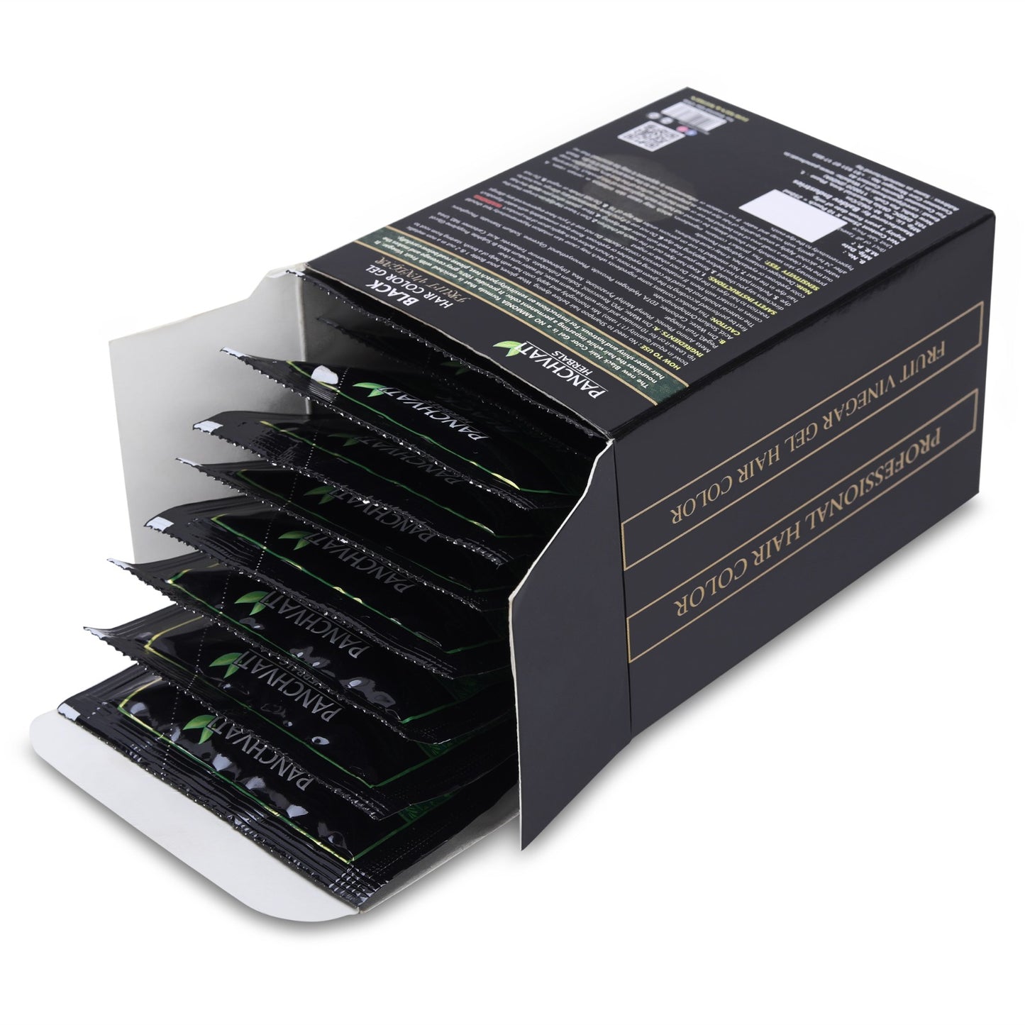 Fruit Vinegar Black Hair Color Gel | 100% Grey Coverage | 25ml × 10 Pouch= 250 ml