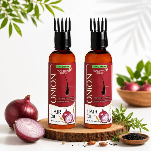 Panchvati Herbals Onion Hair Oil for Hair Fall Control & Hair Damage Care | For Men & Women | Pack of 2 | 100 ml Each | Total 200 ml