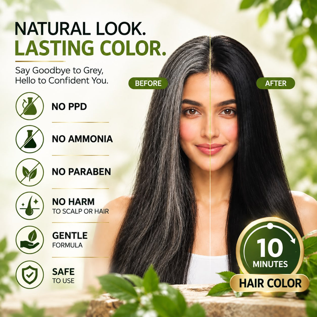 Panchvati Herbals Black Hair Color Gel No PPD, Ammonia Free & Paraben Free Hair Dye for Men & Women | 100% Grey Coverage in 10 Minutes | Herbal Hair Colour with 8 Oils & Herbs | Free Application Kit | 400ml