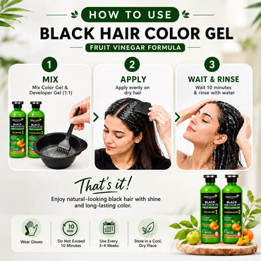 Black Hair Color Gel Fruit Vinegar (500ml x 2 = 1 Ltr)