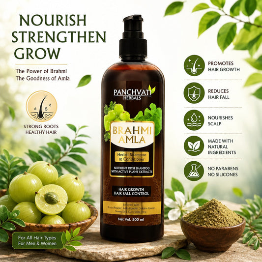 Rejuvenate Your Hair with Brahmi Amla Shampoo Enriched with Shikakai, Coconut, Olive Oil, and Honey
