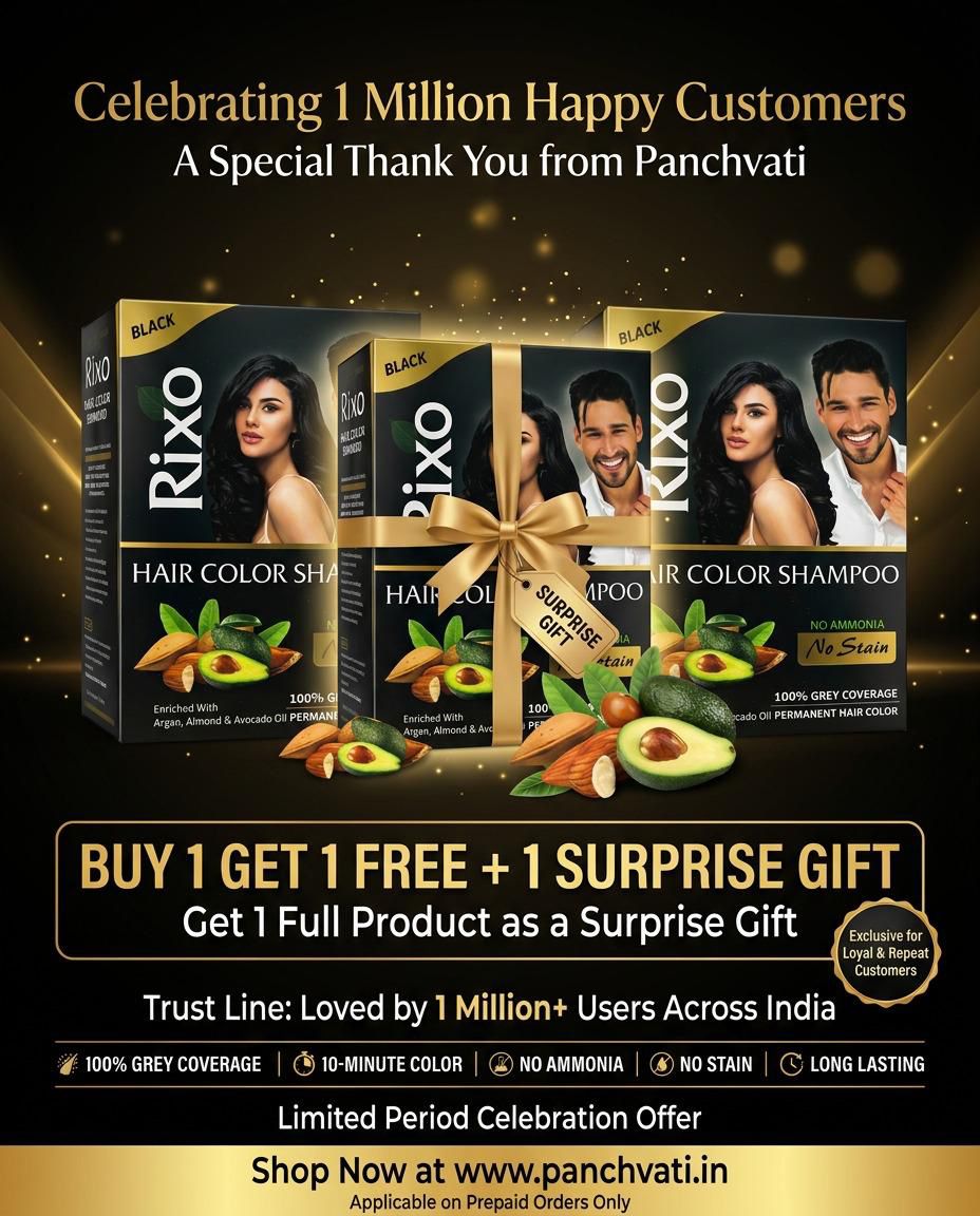 Rixo Black Hair Color Shampoo | Guaranteed No Stain On Skin | 100% Grey Coverage | Buy 1 Get 2 & 1 Surprise Gift