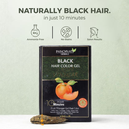 Fruit Vinegar Black Hair Color Gel |  100% Grey Coverage | 25ml × 10 Pouch= 250 ml
