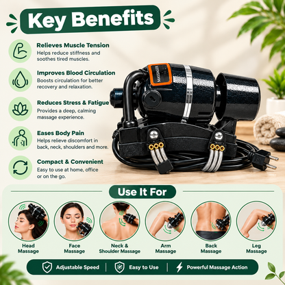 Panchvati Herbals Black Electric Body Massager for Deep Muscle Relaxation, Neck, Shoulder & Back Massage with Powerful Motor and Ergonomic Handle