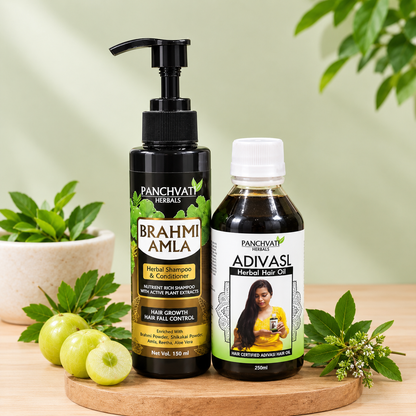 Panchvati Herbals Hair Care Combo | Brahmi Amla Shampoo & Conditioner 150 ml + Adivasi Hair Oil 250 ml