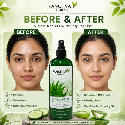 Panchvati Herbals Astringent with Aloe Vera & Cucumber Extract for Deep Cleansing, Pore Tightening & Refreshing Skin, 500 ml