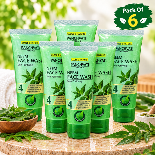 Panchvati Herbals Neem Face Wash for Skin Purifying, Cleansing & Oil Control, 60 ml Each, Pack of 6 (Total 360 ml)