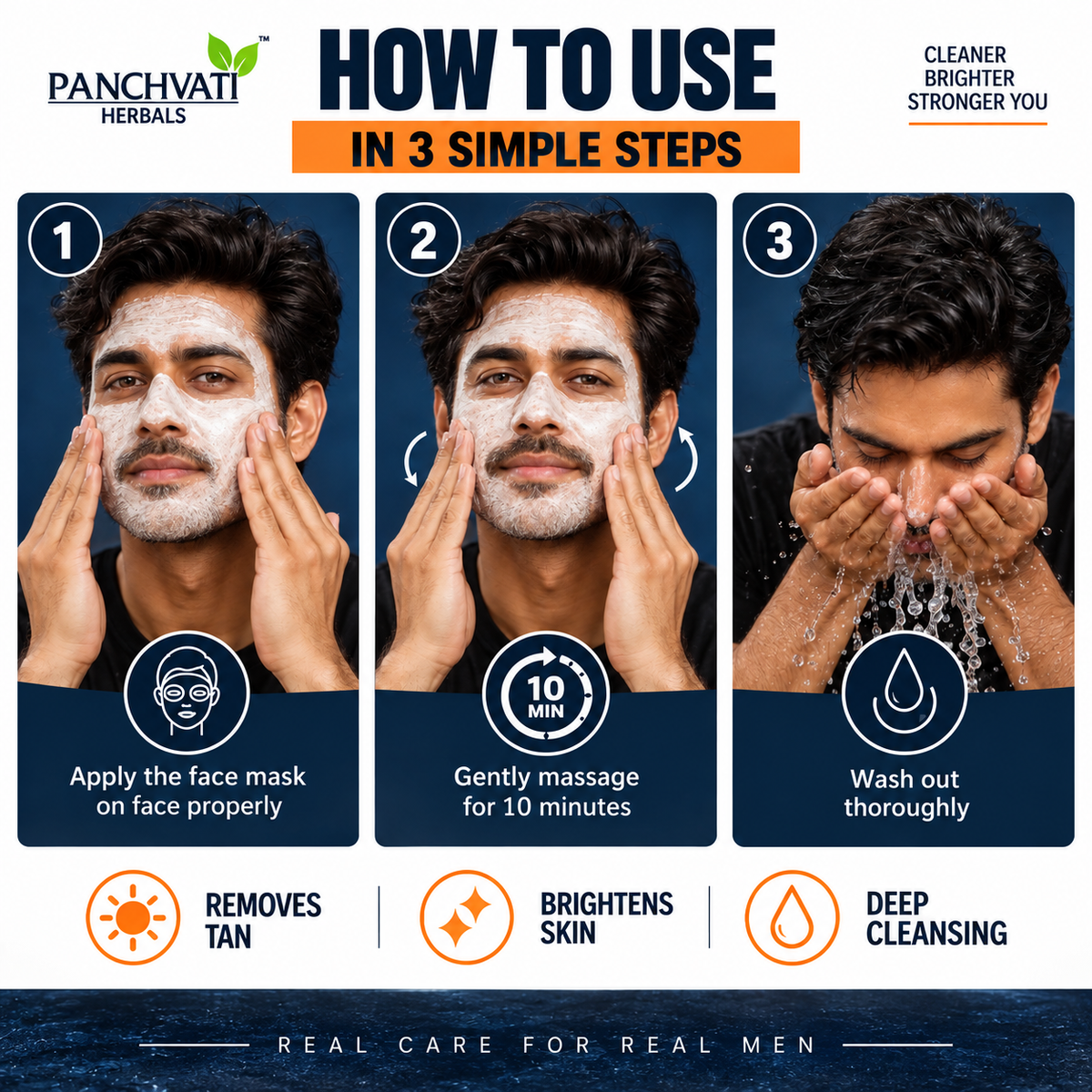 Panchvati Herbals Men De-Tan Face & Body Cream, 200 g | Helps Reduce Tan & Brighten Skin | For Men