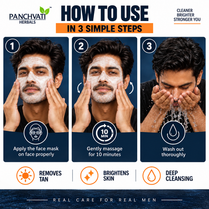 Panchvati Herbals Men De-Tan Face & Body Cream, 200 g | Helps Reduce Tan & Brighten Skin | For Men