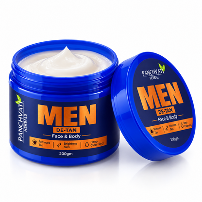Panchvati Herbals Men De-Tan Face & Body Cream, 200 g | Helps Reduce Tan & Brighten Skin | For Men