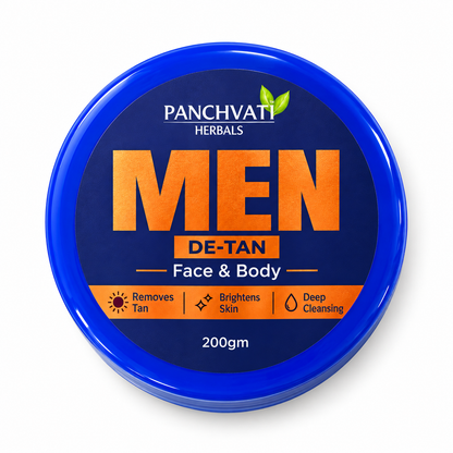 Panchvati Herbals Men De-Tan Face & Body Cream, 200 g | Helps Reduce Tan & Brighten Skin | For Men