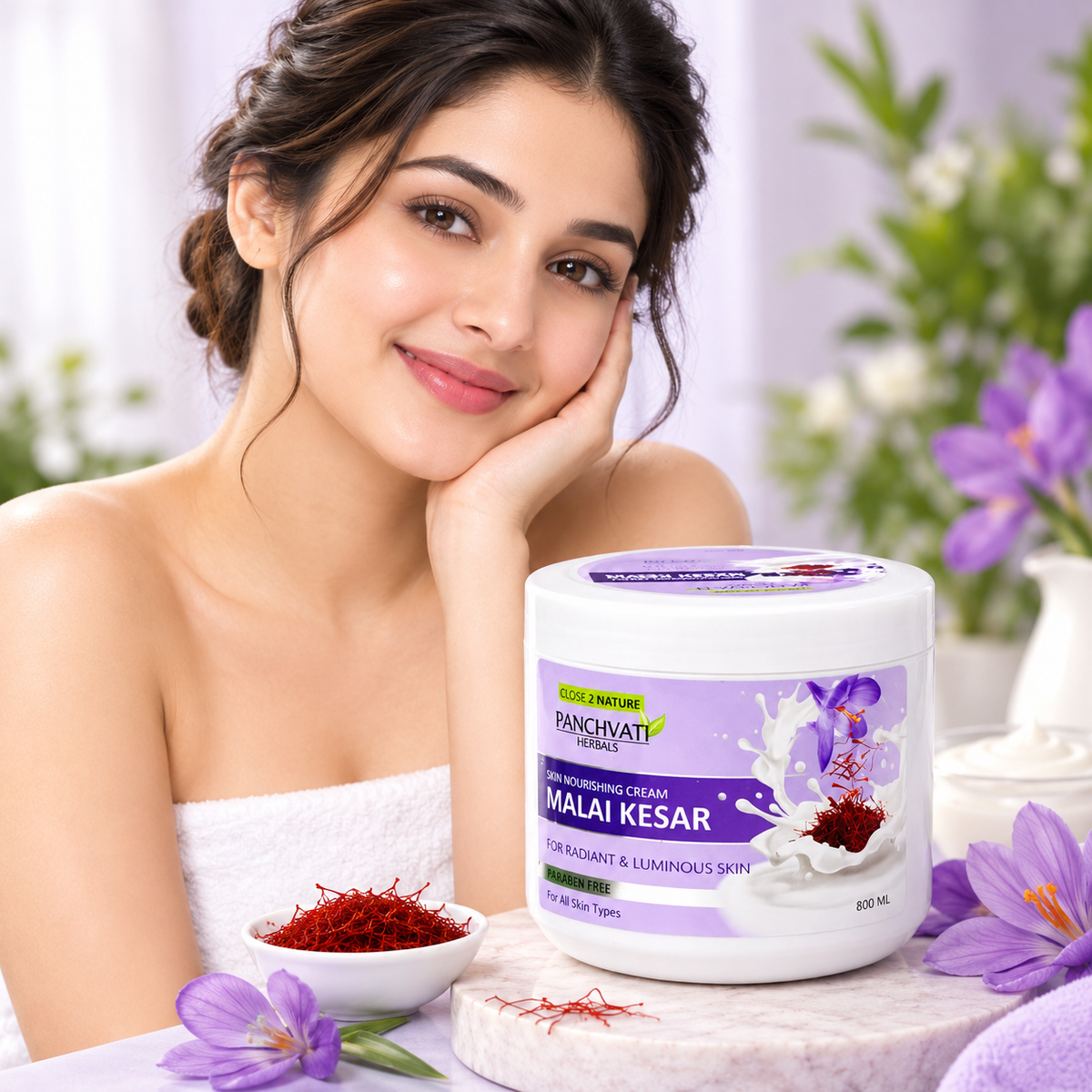 Panchvati Herbals Malai Kesar Skin Nourishing Cream, 800 ml