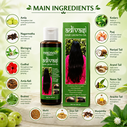 Panchvati Herbals Care Combo | Brahmi Amla Herbal Shampoo & Conditioner (150ml) + Adivasi Herbal Oil (100ml) | Fall Control, Anti-Dandruff, Root Repair & Scalp Nourishment | For Stronger, Healthier Locks