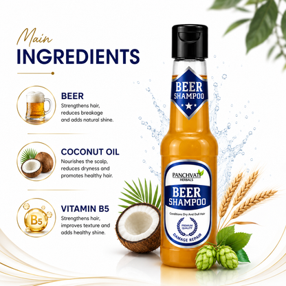 Panchvati Herbals Beer Shampoo for Dry & Dull Hair, 180 ml Each, Pack of 2 (Total 360 ml)