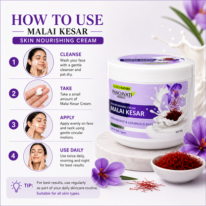 Panchvati Herbals Malai Kesar Skin Nourishing Cream, 800 ml