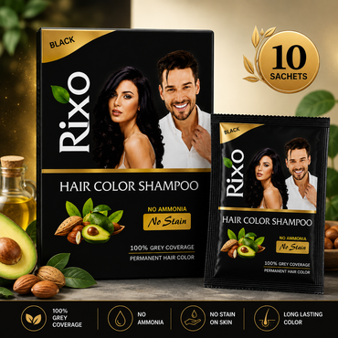 Rixo Black Hair Color Shampoo | Guaranteed No Stain On Skin | 100% Grey Coverage | 250ml