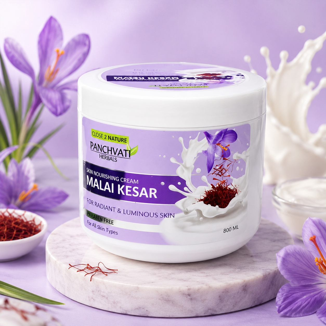 Panchvati Herbals Malai Kesar Skin Nourishing Cream, 800 ml