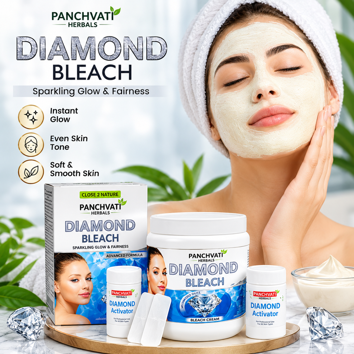 Panchvati Herbals Diamond Bleach Cream | Instant Glow & Even Skin Tone | Advanced Formula | 900 g