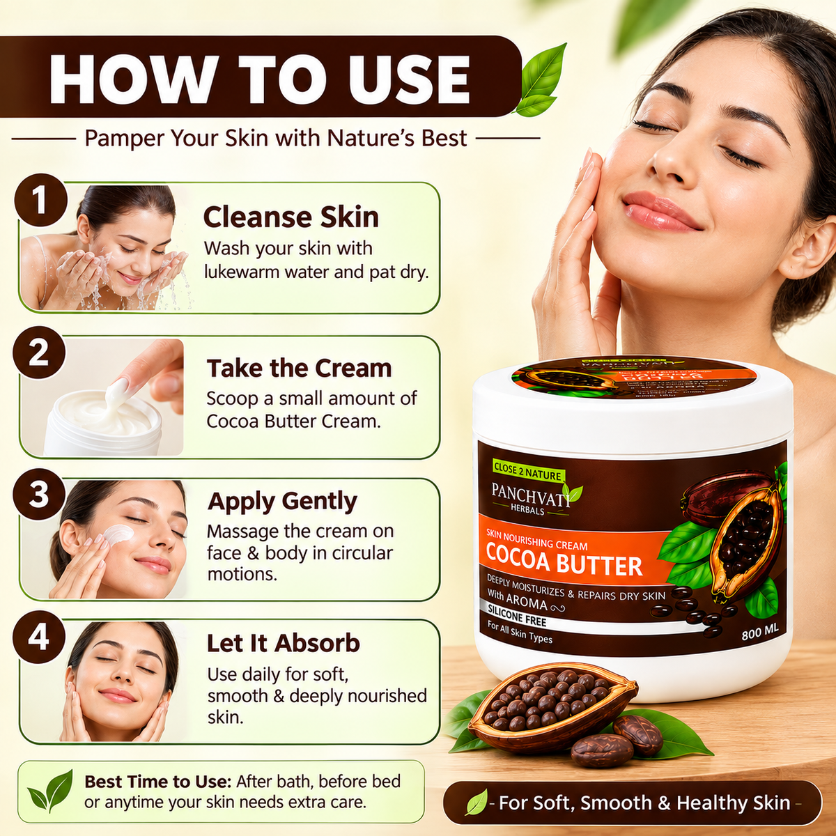 Panchvati Herbals Cocoa Butter Skin Nourishing Cream – 800 ml