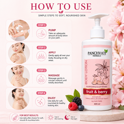 Panchvati Herbals Fruit & Berry Body Lotion for Nourishing & Softening Skin, 400 ml