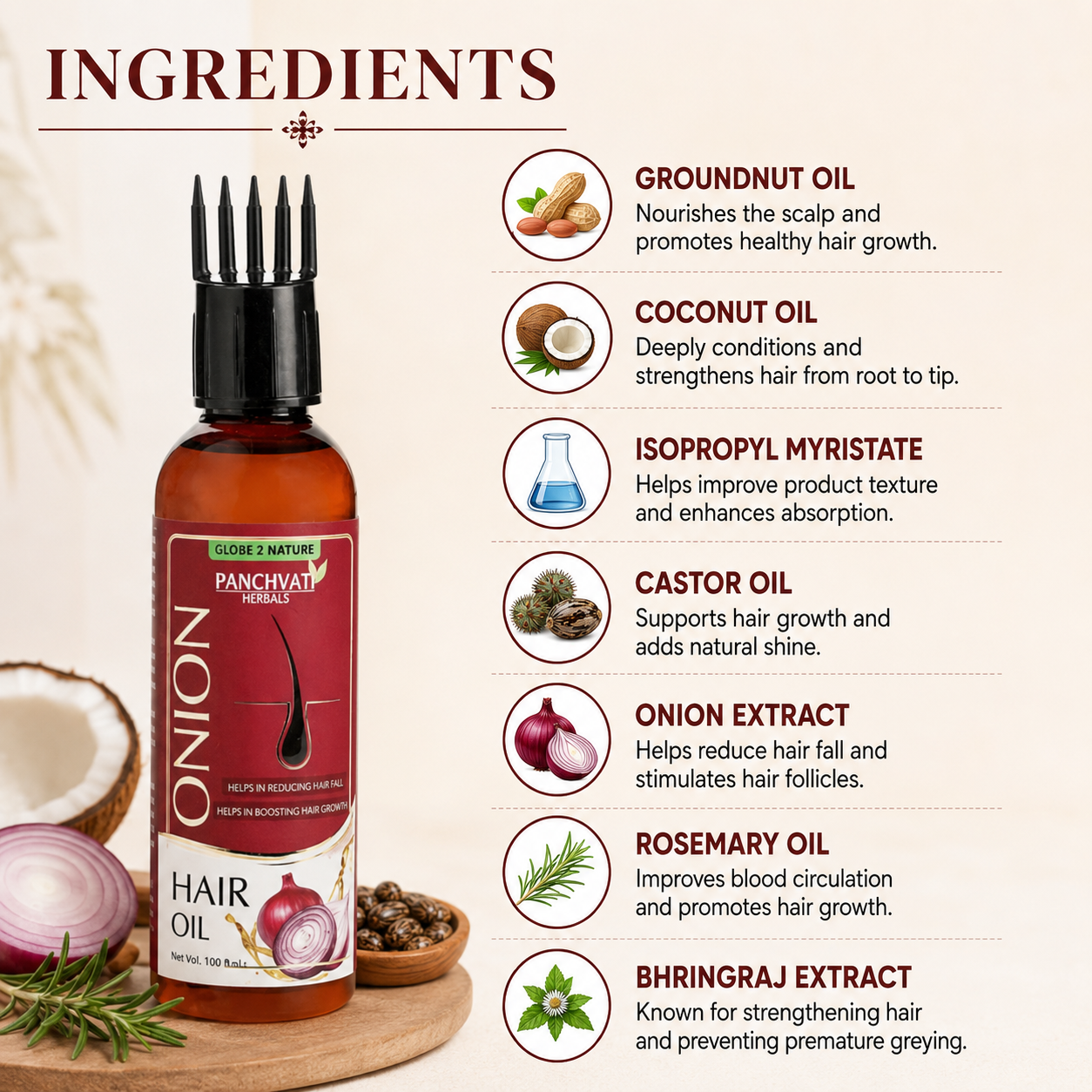 Hair Combo Of Onion Rosemary Shampoo with Onion Oil