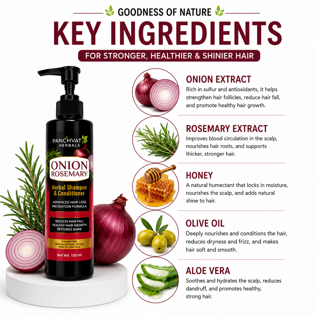 Hair Combo Of Onion Rosemary Shampoo with Onion Oil