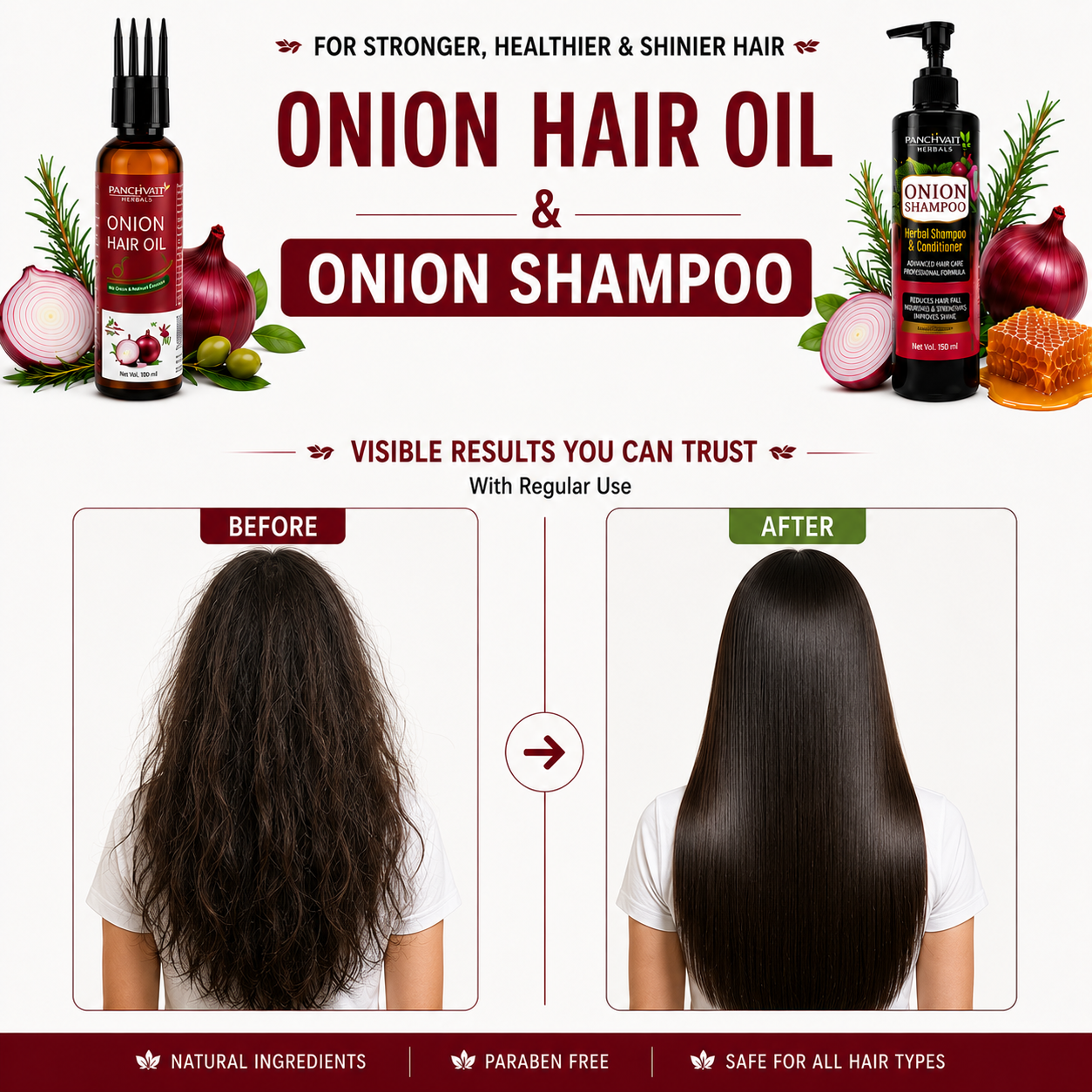 Hair Combo Of Onion Rosemary Shampoo with Onion Oil