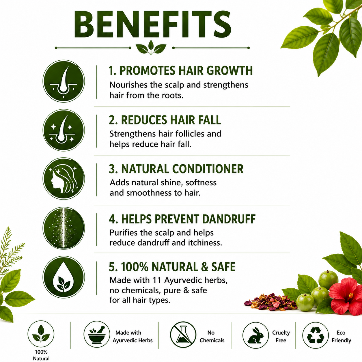 Ayurvedic Herb Mix for Hair Oil | Make Your Own Herbal Hair Oil | 11 Ayurvedic Herbs | 100% Natural Herbal Blend | Hair Growth & Hair Fall Care | Suitable for Men & Women