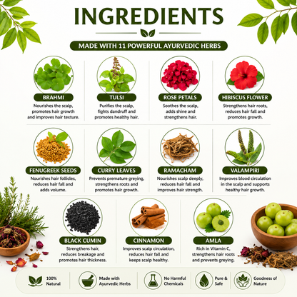 Ayurvedic Herb Mix for Hair Oil | Make Your Own Herbal Hair Oil | 11 Ayurvedic Herbs | 100% Natural Herbal Blend | Hair Growth & Hair Fall Care | Suitable for Men & Women