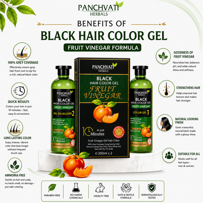 Black Hair Color Gel  Fruit Vinegar (500ml x 2 = 1 Ltr)