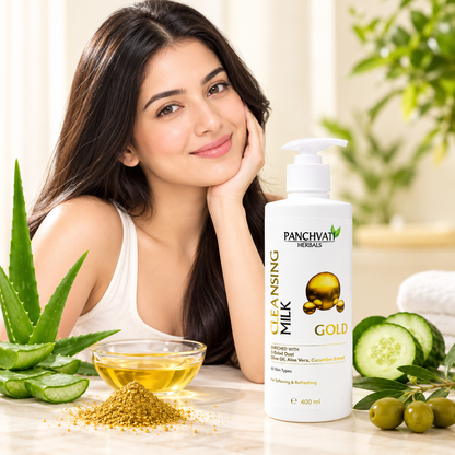 Panchvati Herbals Gold Cleansing Milk with Aloe Vera & Cucumber Extract, 400 ml