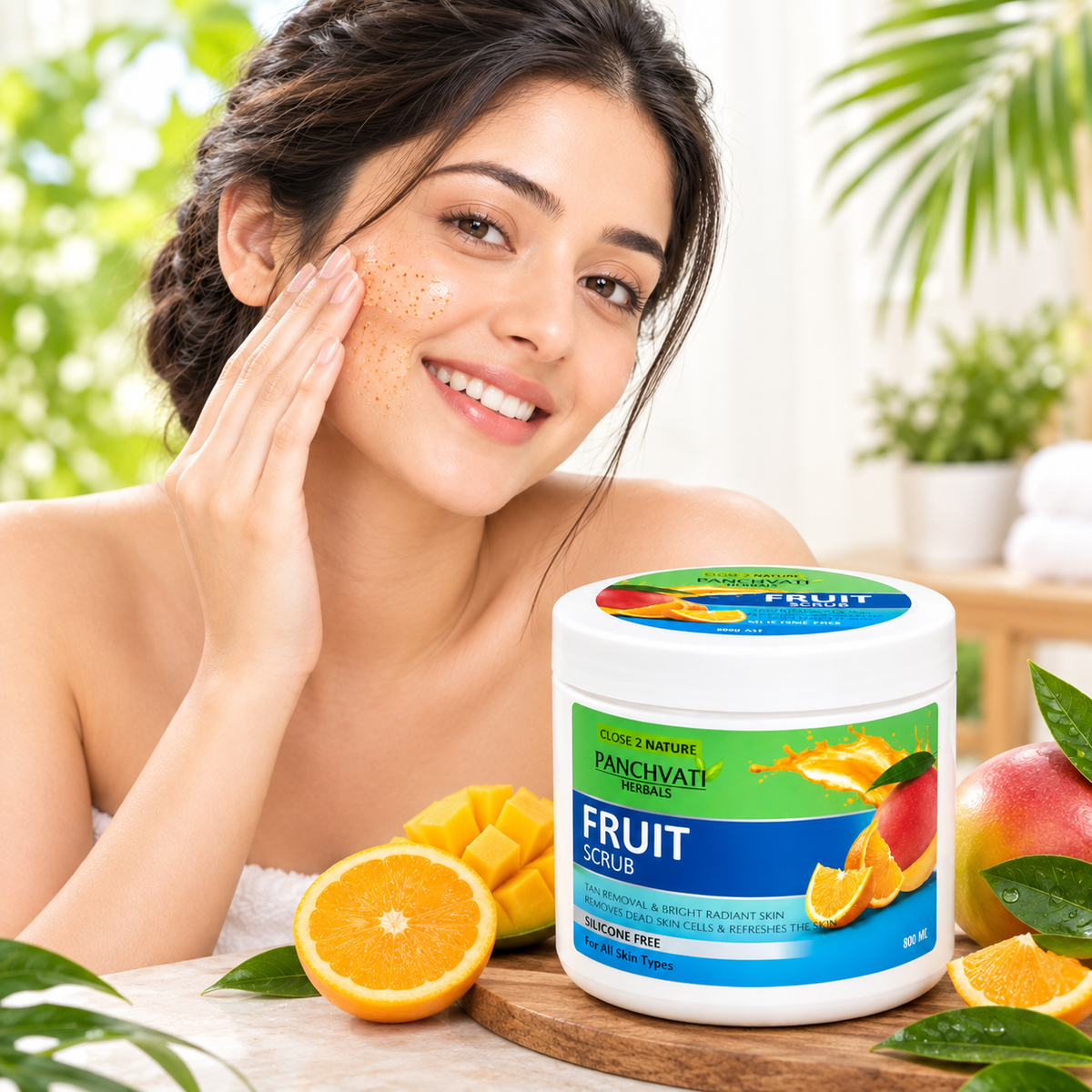 Panchvati Herbals Regular Fruit Scrub for Glowing & Radiant Skin, 800 ml