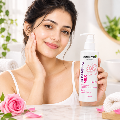 Panchvati Herbals Rose Cleansing Milk for Gentle Cleansing & Fresh Skin, 150 ml Each (Pack of 2)