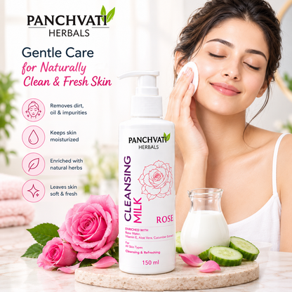 Panchvati Herbals Rose Cleansing Milk for Gentle Cleansing & Fresh Skin, 150 ml Each (Pack of 2)