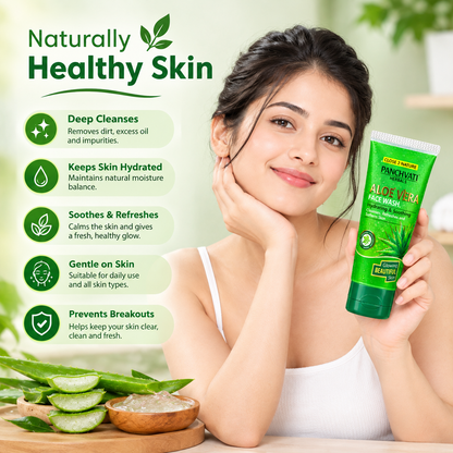 Panchvati Herbals Aloe Vera Face Wash | Hydrating & Soothing | Cleanses, Refreshes & Softens Skin | 60 ml Each | Pack of 6