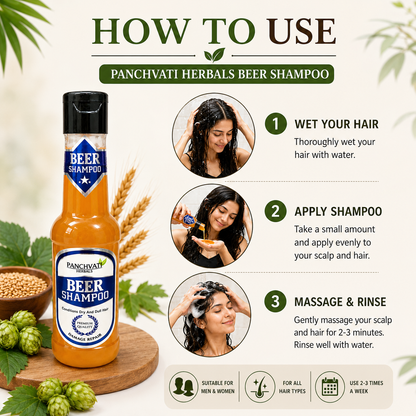 Panchvati Herbals Beer Shampoo for Dry & Dull Hair, 180 ml Each, Pack of 2 (Total 360 ml)