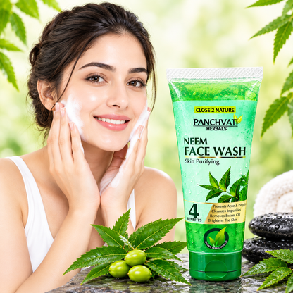 Panchvati Herbals Neem Face Wash for Skin Purifying, Cleansing & Oil Control, 60 ml Each, Pack of 6 (Total 360 ml)