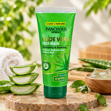 Panchvati Herbals Aloe Vera Face Wash | Hydrating & Soothing | Cleanses, Refreshes & Softens Skin | 60 ml Each | Pack of 6