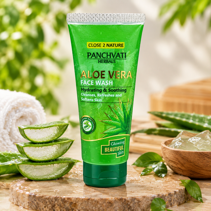 Panchvati Herbals Aloe Vera Face Wash | Hydrating & Soothing | Cleanses, Refreshes & Softens Skin | 60 ml Each | Pack of 6