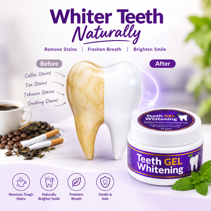 Panchvati Natural Care Teeth Gel Whitening – Purple Tooth Stain Remover for Coffee, Tea, Tobacco & Smoking Stains, 75g