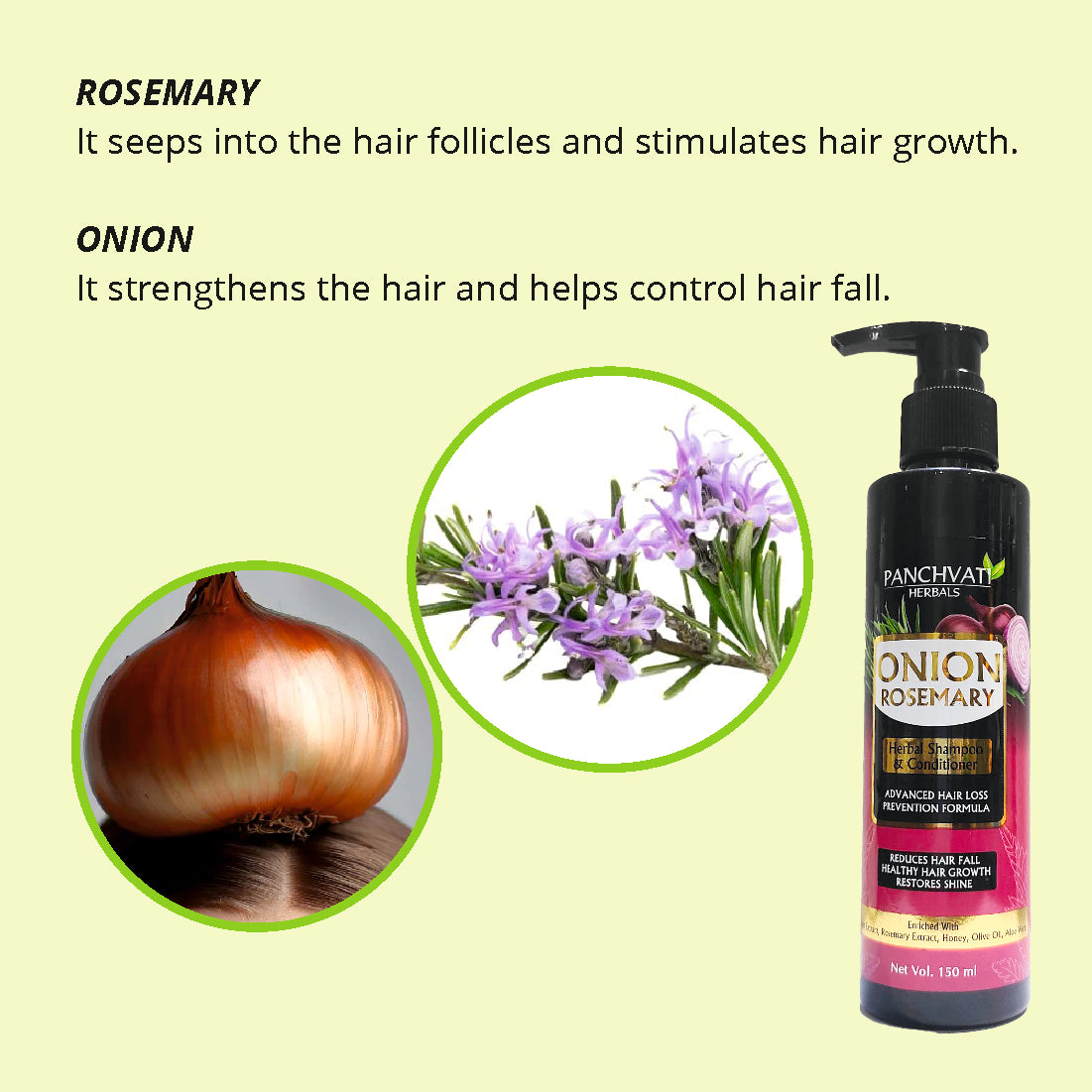 Onion Rosemary Herbal Shampoo - 150ml (Pack Of-2)