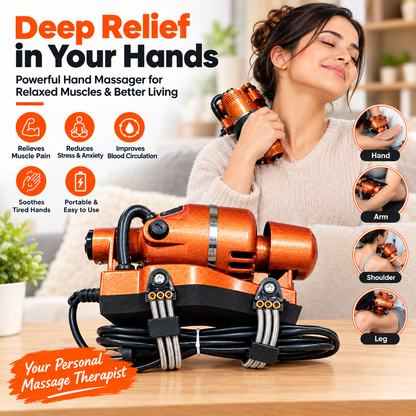 Panchvati Herbals Professional Finger & Hand Massager | Double-Speed Electric Therapy Machine | Relieves Hand Fatigue, Stress & Muscle Pain | Copper Color