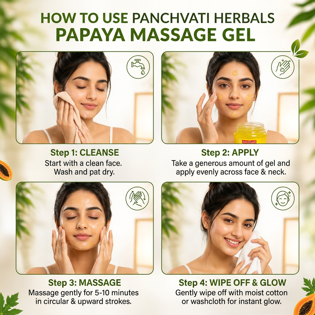 Panchvati Herbals Papaya Massage Gel for All Skin Types, 500 g Each, Total 1000 g, Pack of 2